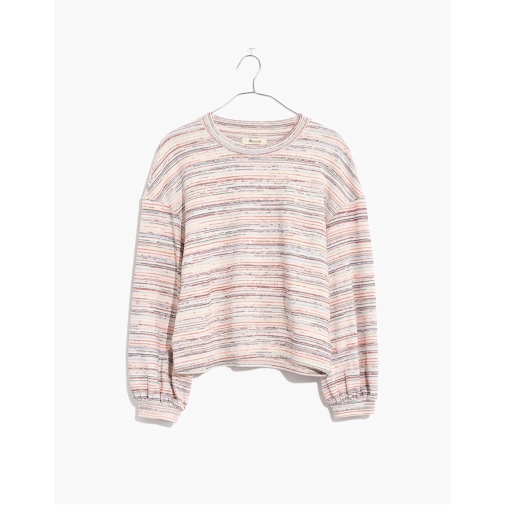 MADEWELL Bubble Sleeve Crop Top in Rainbow Stripe Size XS - Picture 4 of 10